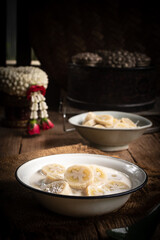 Cooking Banana in coconut milk - Thai dessert.