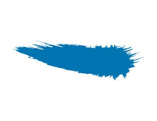Blue Paint Brush Stroke with Rough Edges on a White Background.