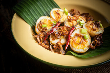 Fried boiled egg with tamarind sauce (Son-in-law Eggs)