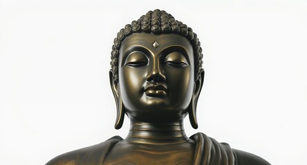 Serene Statue on White Background Spirituality Peace and Meditation