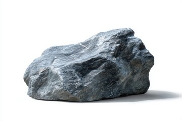 Obraz premium Rough gray stone with white veins isolated on white background