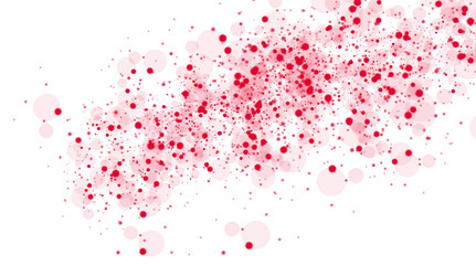 Red ink splatter texture with scattered round droplets on transparent background for horror, blood effects, or grunge overlays