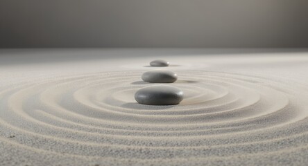 Zen Garden with Stones and Sand Ripples