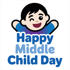 Happy Middle Child Day boy vector illustration
