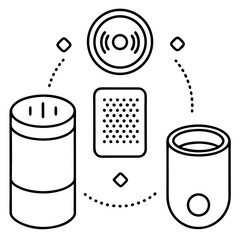 Smart speaker and voice assistant device isolated on white background