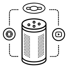 Smart speaker and voice assistant device for smart home isolated on white background