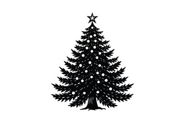 A festive green Christmas tree vector, isolated on a white background, is perfect for your holiday and winter season illustrations