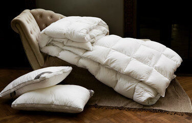 sofa and pillows on white background