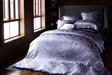 Purple silk bedding