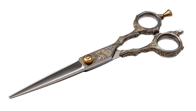 Ornate, detailed hairdressing shears