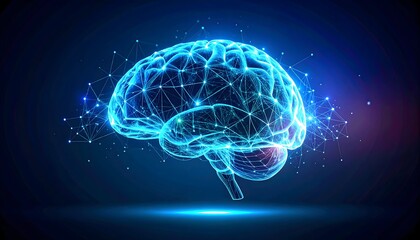 Holographic 3D AI brain mesh