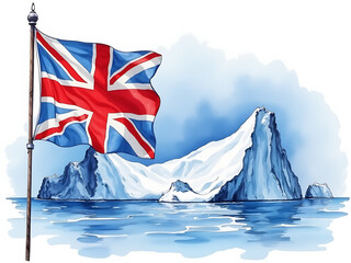 great britain flag on water