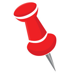 Cute cartoon hand drawn vector red pushpin icon.