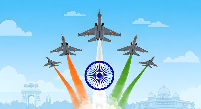 Indian Air Force Day: Fighter Jets Soaring with Tiranga Smoke