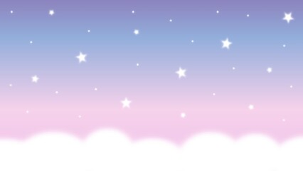 Cute night sky background with clouds and stars