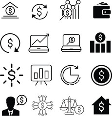 money and finance symbol vector for business use, money and finance symbol vector set for design