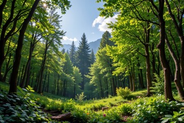 Obraz premium a vibrant forest capturing carbon through every leaf and root system helping heal the climate and balance the air naturally no punctuation marks or strange characters