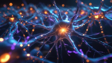 Neural Network Activity with Glowing Brain Connections, High-Resolution Concept Art	
