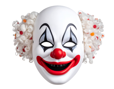 Halloween mask with scary clown face isolated on transparent background - Powered by Adobe
