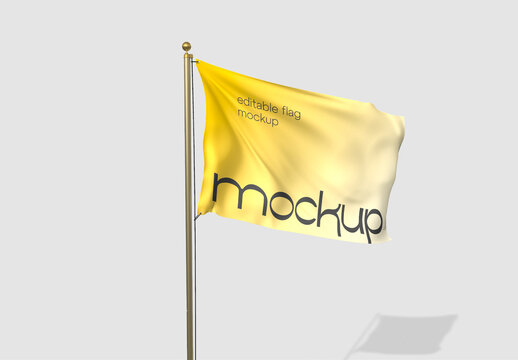 Flag Mockup Yellow Waving