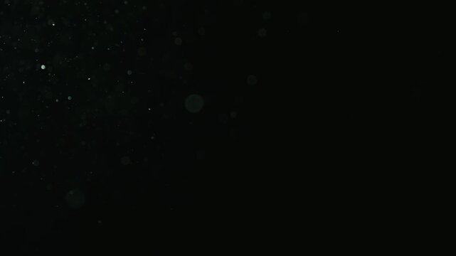 Slow motion natural dust particles float in air on black background