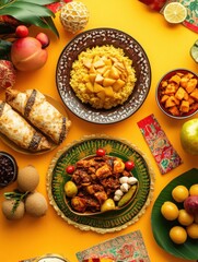 Delicious Festive Asian Cuisine: A Vibrant Spread of Traditional Dishes