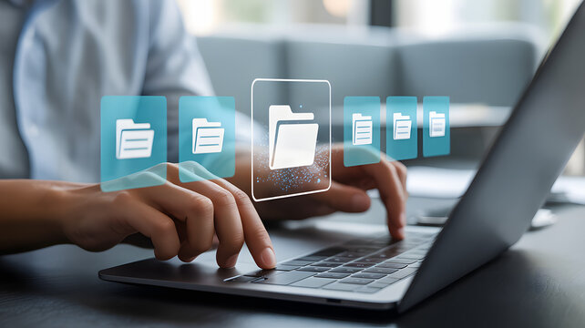 Organize your digital world with intuitive file management and data organization on a laptop