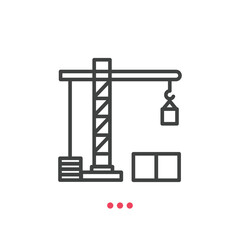 Crane machinery icon. Thin line icon vector.