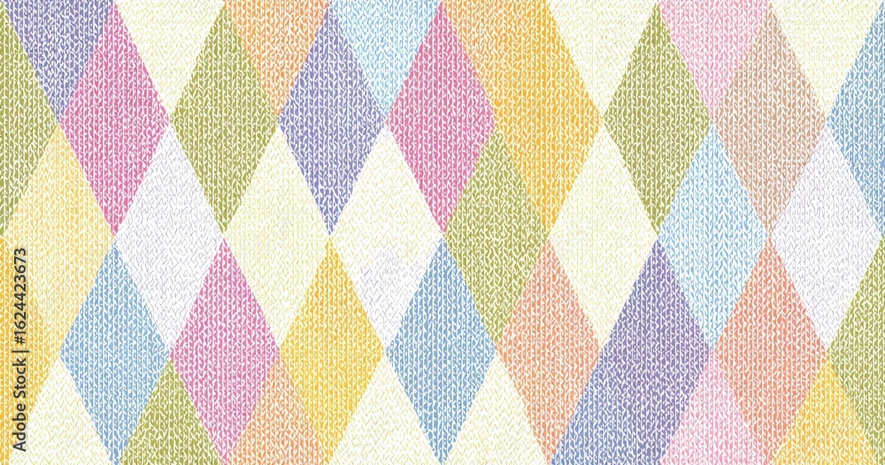 Poster comprehensive overview of colorful diamond pattern