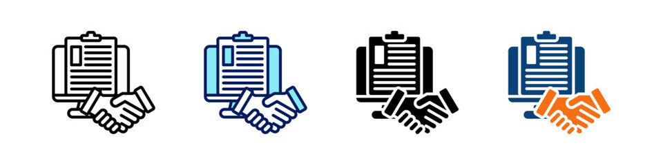 Telecommuting Agreement All In One Icon Multi Styles Vector Set
