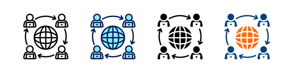 Remote Team Building All In One Icon Multi Styles Vector Set