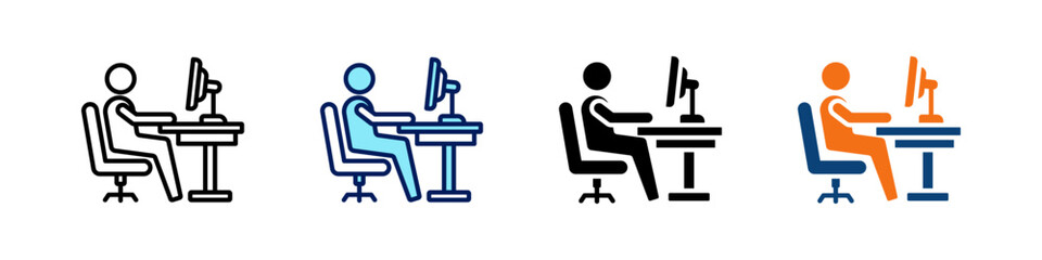 Home Office Ergonomics All In One Icon Multi Styles Vector Set