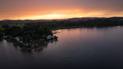 Fototapeta premium sunset over the lake