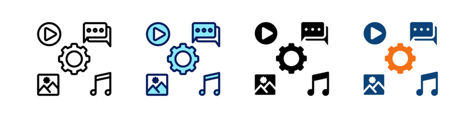 Remote Social Media Management All In One Icon Multi Styles Vector Set