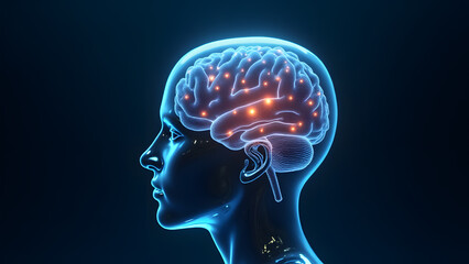 Human Brain with Neural Activity &ndash; Artificial Intelligence and Neuroscience Concept