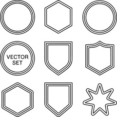 Geometric Retro Badge Frame Icons  Classic Shapes with Vintage Aesthetic