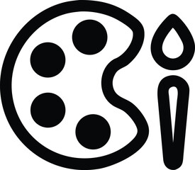 Fototapeta premium Black and White Artist Palette with Paintbrush Icon Minimal Art Symbol for Creativity and Painting