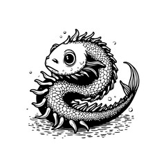 Mystical creature swimming in a circle under water illustration vector design with cartoon style vector art