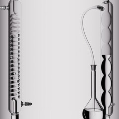 Medical research background. Chemistry condensers 3d rendering. Laboratory minimal template.