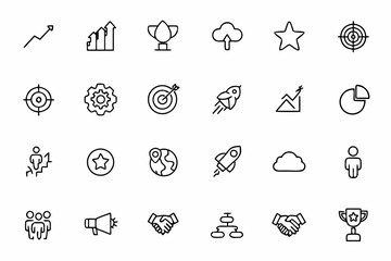 A bold and elegant vector set celebrating evolution, progress, and future-ready goals &mdash; all in clean one-line artistry. Perfect for presentations, mobile apps, and branding kits.