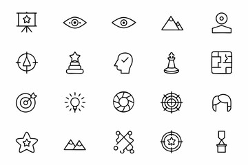  A clean and thoughtful vector bundle depicting the metaphor of vision in leadership and growth. Perfect for motivational materials and high-end business presentations.