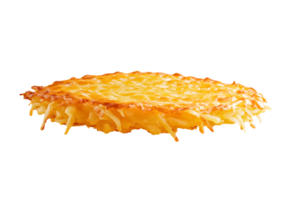 Single golden brown hash brown potato patty Crispy texture with visible shredded potatoes isolate