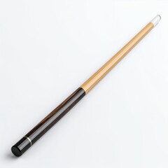 Fototapeta premium Detailed view of a finely crafted wooden pool cue on seamless backdrop on white background