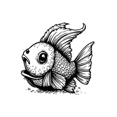 Adorable cartoon goldfish vector illustration with detailed scales fins and expressive eyes perfect for children's designs