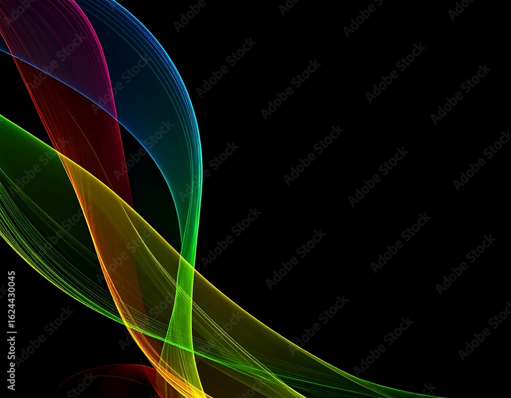 Poster abstract rainbow wave on black background - dynamic and colorful design