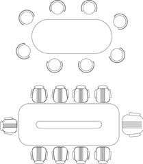 Vector sketch illustration of office table furniture design image for official meeting and discussion forum 