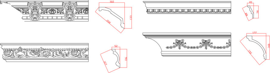 vector sketch illustration drawing design engineering architecture ornament decoration decoration Neoclassical Style Decor