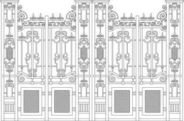 Vector sketch illustration of a unique, classic, vintage, ethnic, traditional, gate design image
