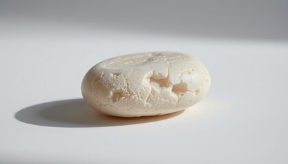 a high resolution, ultra sharp isolated facial massage stone made from sea salt crystal, placed on a pure white background with no shadow or minimal soft shadows only
