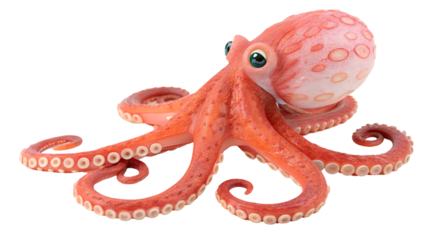 Cute pink toy octopus on white